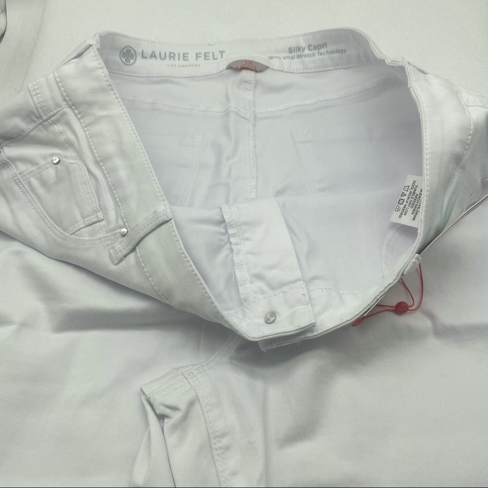 1X Laurie Felt Regular Colored Silky Denim Capri Pull On Jeans White Plus - Picture 9 of 15